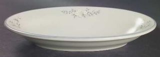 Pfaltzgraff Heirloom Oval Dessert Bowl, Fine China Dinnerware   Gray&White Flowe