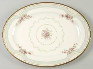 Pfaltzgraff Claridge 14 Oval Serving Platter, Fine China Dinnerware   Pale Gree