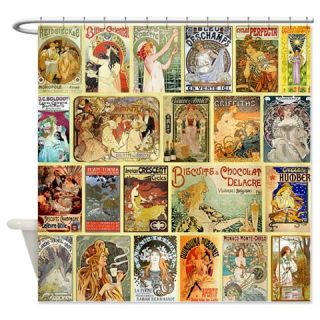  Art Nouveau Advertisements Collage Shower Curtain  Use code FREECART at Checkout
