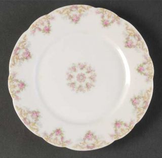 Limoges French Lim67 Bread & Butter Plate, Fine China Dinnerware   Pink Floral S