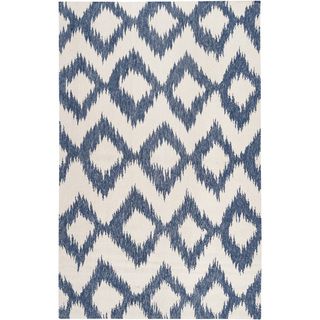 Handwoven Penticton Blue Wool Rug (36 X 56)