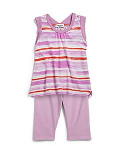 Splendid Infants Two Piece Painterly Striped Tunic & Leggings Set   Lavender 