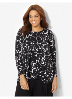 Catherines Plus Size Esmeralda Duet Top   Womens Size 1X, Black