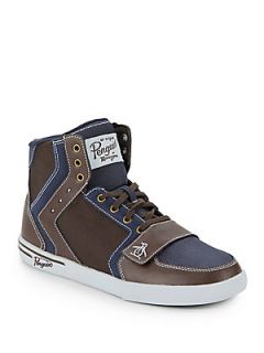 Moby Mixed Media High Tops   Brown Blue
