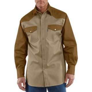 Carhartt Ironwood Snap Front Twill Work Shirt   Khaki/Brown, Medium, Model# S209