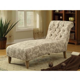 Tufted Chaise In Paisley Ikat Fabric (TaupeMaterials Solid wood frameFeatures 1.8 density fire retardant foamSeat dimensions 18 inches high x 26.5 inches wide x 49.5 inches deepDimensions 39 inches high x 26.5 inches wide x 71 inches deepEasy to cleanF