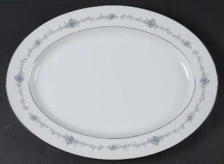 Noritake Glencoe 13 Oval Serving Platter, Fine China Dinnerware   Blue & Pink R