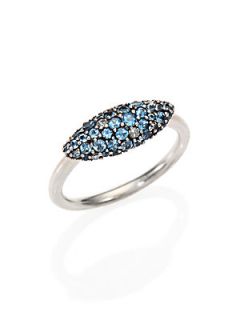 Alexis Bittar Fine Grey Diamond, Blue Zircon & Sterling Silver Pave Ring   Silve