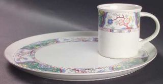 Mikasa Villa Medici Snack Plate and Mug Set, Fine China Dinnerware   Pastel Flor