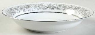 Style House Prestige Rim Soup Bowl, Fine China Dinnerware   Gray Flowers On Rim,