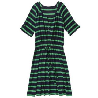 Merona Womens Plus Size 3/4 Sleeve Tie Waist Dress   Navy/Green 4