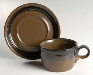 Mikasa Stone Mountain Flat Cup & Saucer Set, Fine China Dinnerware   Potters Art