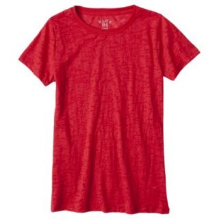Juniors Short Sleeve Burnout red T Shirt   M