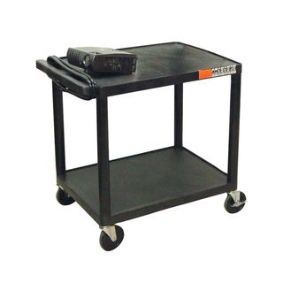 Offex Multi purpose Two shelf Rolling Storage Cart With Electric (Black4 inch ball bearing castersWeight capacity 300 poundsWeight 19 poundsDimensions 24 inches wide x 18 inches deep x 26 inches highModel OF LP26E BAssembly Required )