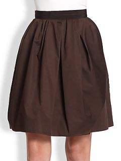 Carven Cotton Sateen Skirt   Brown
