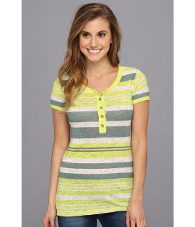 UNIONBAY Province Stripe Gabriella Cap Sleeve Knit Womens T Shirt (Yellow)