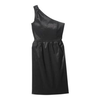 Womens Plus Size One Shoulder Shantung Dress   Black   28W