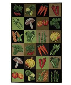 Handmade Vintage Vegetable Collage Wool Rug (53 X 83)