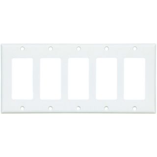 Cooper 2165W Electrical Wall Plate, Decorator, 5Gang White