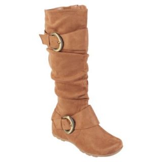 Womens Bamboo By Journee Slouchy Buckle Boots   Camel 9.5W