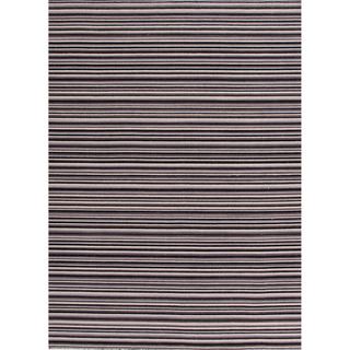 Handmade Flat weave Linear Gray/ Black Accent Rug (2 X 3)