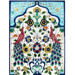 Peacock Antique style 12 tile Ceramic Wall Mosaic