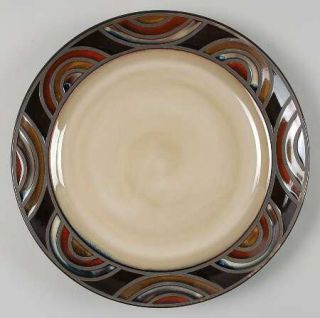 Mikasa Donovan Dinner Plate, Fine China Dinnerware   Cream,Red&Tan Circles,Brown