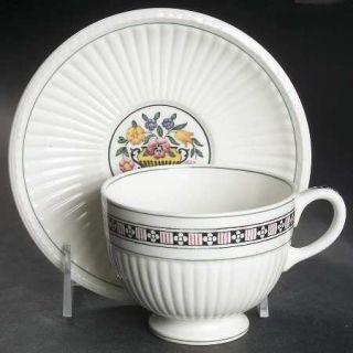 Wedgwood Trentham Red Footed Cup & Saucer Set, Fine China Dinnerware   Edme, Red