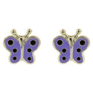 Lily Nily 18k Gold Overlay Enamel Butterfly Stud Earrings   Lavender