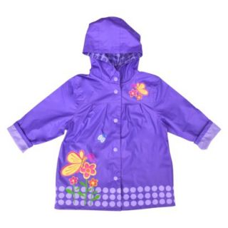 Raindrops Infant Toddler Girls Butterfly Raincoat   Purple 3T