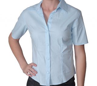 Womens Journee Collection Half Sleeve Fitted Blouse   Sky Short Sleeve Shirts