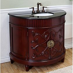 Single Sink 42 inch Wood Vanity (Colonial Cherry Type Bathroom VanitiesMaterials Birch, and plywoodWood finish Colonial CherryHardware finish Antique brass finish hardwareFaucet Predrilled 3 holes, 8 inch centerFaucet not includedCutout for sink Numb