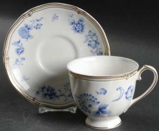 Wedgwood Ashbury Footed Cup & Saucer Set, Fine China Dinnerware   All Over Blue