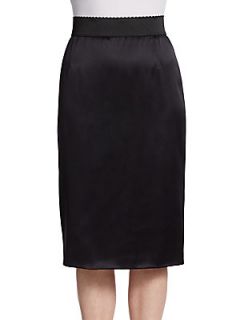 Silk Pencil Skirt   Black