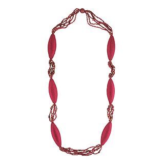 Designs by Adina Red Woven Flapper Necklace, Womens