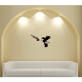 Japanese Manga Girl Shooting A Gun Vinyl Wall Art Decal (Glossy blackEasy to applyInstruction includedDimensions 25 inches wide x 35 inches long )