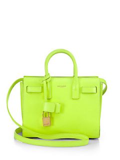 Saint Laurent Mini Fluo Sac De Jour Satchel   Yellow