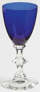 Morgantown Radiant Blue Cordial Glass   Stem #7685, Cobalt  Bowl,Clear Stem