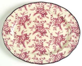 Enoch Wood & Sons Colonial Rose Pink 12 Oval Serving Platter, Fine China Dinner