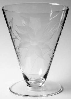 Unknown Crystal Unk257 12 Oz Footed Tumbler   Clear, Gray Cut Flowers Open Cente
