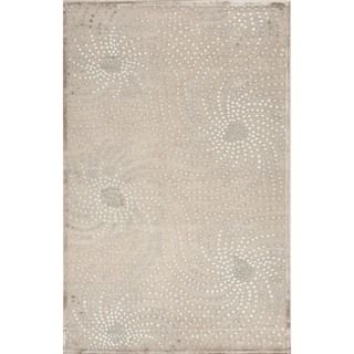 Transitional Abstract Blue Viscose/ Chenille Rug (9 X 12)