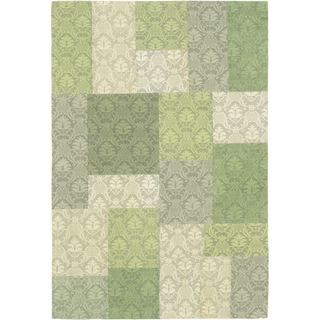 Hand Woven Collage Green/ Light Green Viscose Rug (41 X 6)