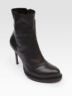 Ann Demeulemeester Leather Platform Ankle Boots   Black