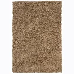 Handwoven Beige/brown Mandara New Zealand Wool Shag Rug (79 Round) (BeigePattern Shag Tip We recommend the use of a  non skid pad to keep the rug in place on smooth surfaces. All rug sizes are approximate. Due to the difference of monitor colors, some r