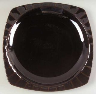 Sango Society Black Dinner Plate, Fine China Dinnerware   Black,Ribbed,Multiside