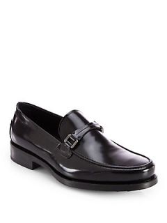 Tods Glossy Leather Loafers   Black  Tods Shoes