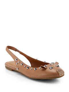 Marc by Marc Jacobs Studded Leather Slingback Mouse Flats   Tan