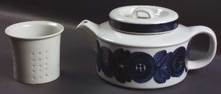 Arabia of Finland Anemone Blue Teapot & Lid with Infuser, Fine China Dinnerware