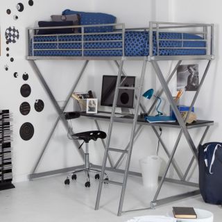  Duro Z Bunk Bed Loft with Desk   Silver   WB9102   SILV
