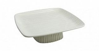 Bon Chef 10 in Footed Ribbed Platter, Platinum Gray